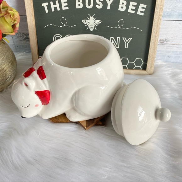 Magenta Blushing Polar Bear Chtistmas Canister - Picture 7 of 13